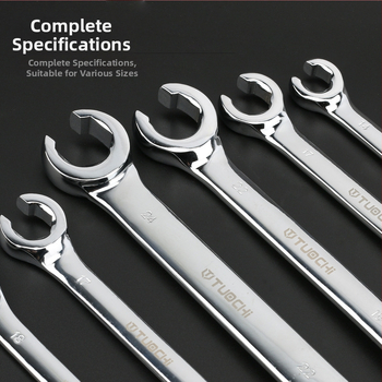 Tuochi Olejový kľúč na rúrky – dvojúčelový, otvorený koniec s hexom, zliatina nikl-železo, leštená chrómová povrchová úprava, 0,5 kg