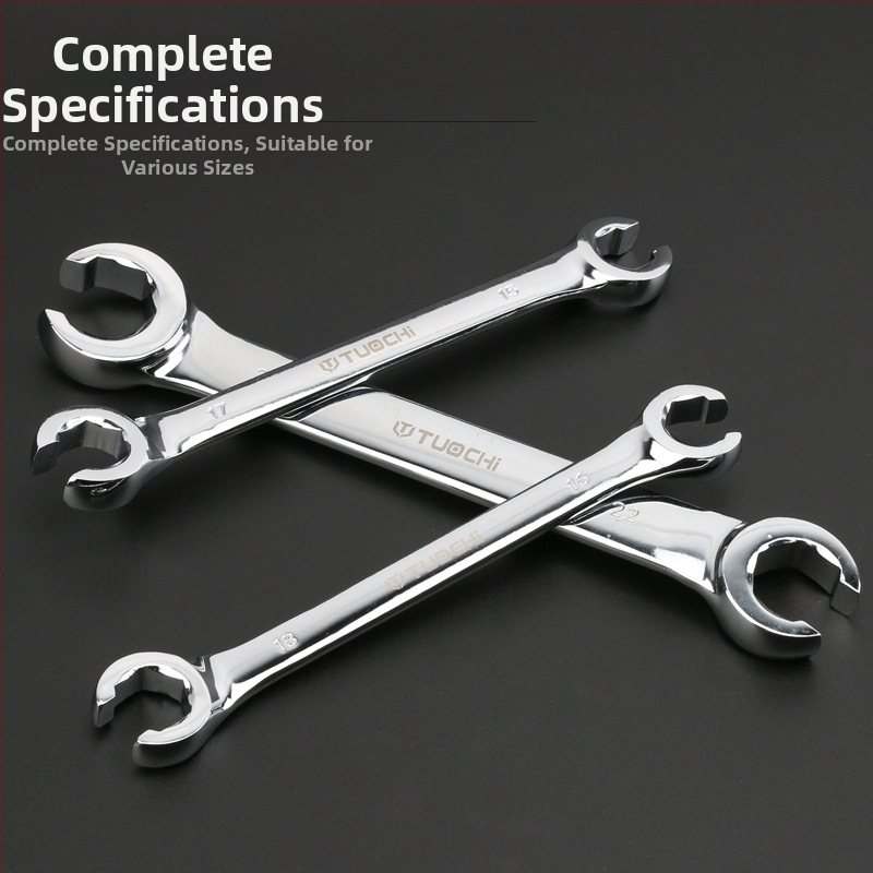 Tuochi Eļļas caurules atslēga – divpusēja, hex atvērts gals, niķeļa-dzelzs sakausējums, pulēta hroma pārklājuma, 0,5 kg