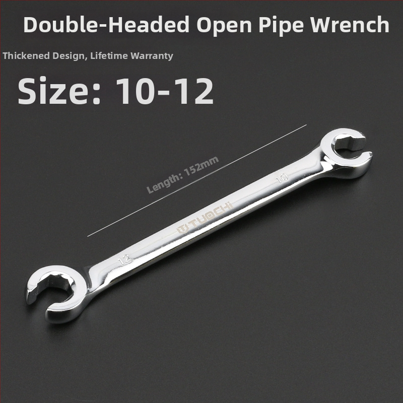 Tuochi Olejový kľúč na rúrky – dvojúčelový, otvorený koniec s hexom, zliatina nikl-železo, leštená chrómová povrchová úprava, 0,5 kg