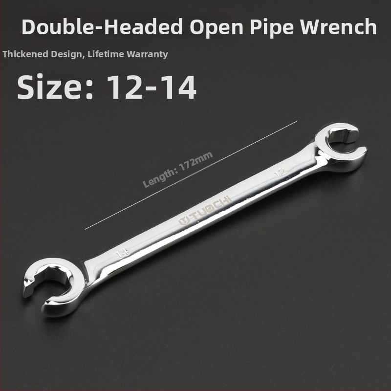 Tuochi Olejový kľúč na rúrky – dvojúčelový, otvorený koniec s hexom, zliatina nikl-železo, leštená chrómová povrchová úprava, 0,5 kg