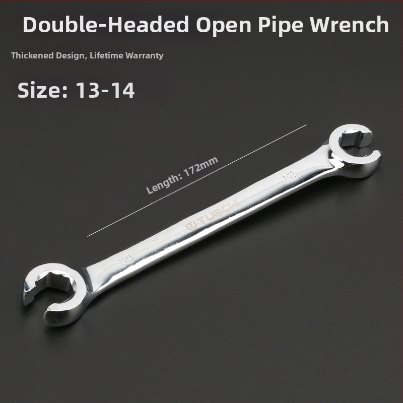 Tuochi Olejový kľúč na rúrky – dvojúčelový, otvorený koniec s hexom, zliatina nikl-železo, leštená chrómová povrchová úprava, 0,5 kg