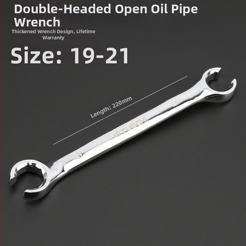 Tuochi Olejový kľúč na rúrky – dvojúčelový, otvorený koniec s hexom, zliatina nikl-železo, leštená chrómová povrchová úprava, 0,5 kg