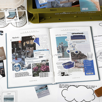 Комплект стикери за дневник в корейски стил, колажно оформление в стил списание, ръчно изработени DIY стикери, 200 листа