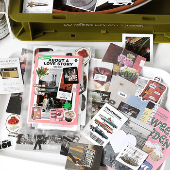 Комплект стикери за дневник в корейски стил, колажно оформление в стил списание, ръчно изработени DIY стикери, 200 листа