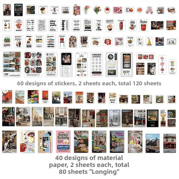 Sada samolepiek do denníka v kórejskom štýle, kolážové umenie v štýle časopisu, ručne vyrobené DIY samolepky, 200 listov