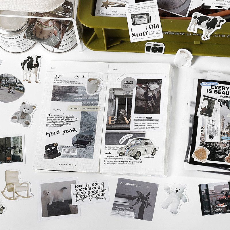 Комплект стикери за дневник в корейски стил, колажно оформление в стил списание, ръчно изработени DIY стикери, 200 листа