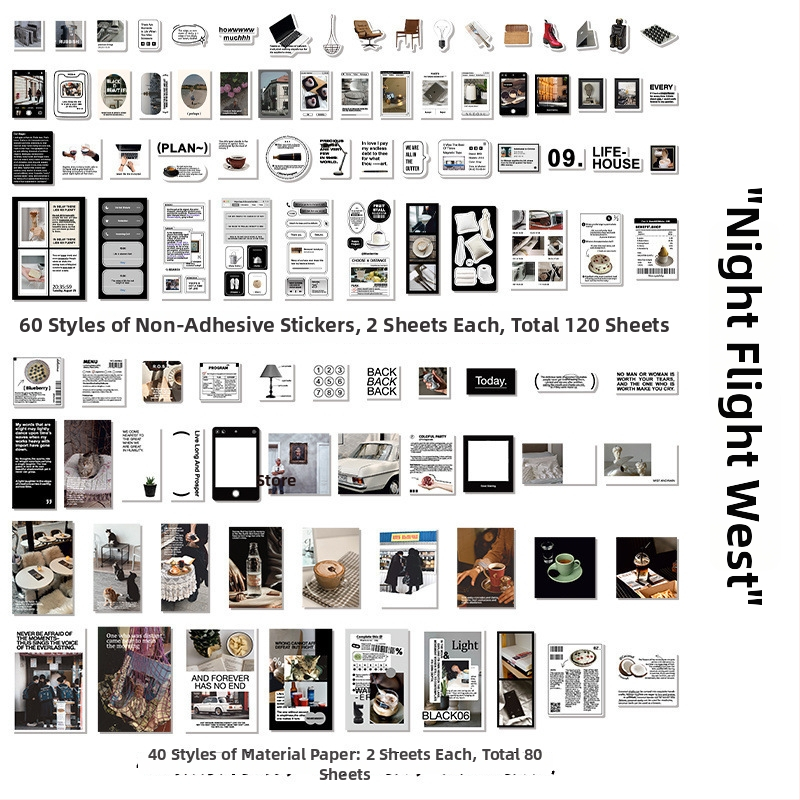 Sada samolepiek do denníka v kórejskom štýle, kolážové umenie v štýle časopisu, ručne vyrobené DIY samolepky, 200 listov