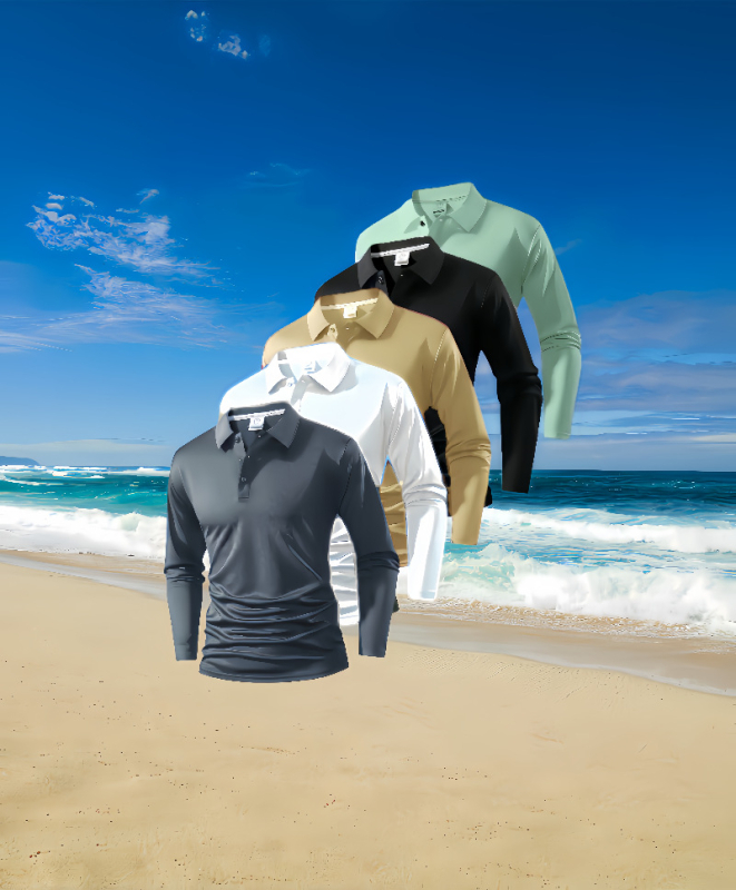 Polo unisex cu mânecă lungă, nasturi, croi slim, detalii patchwork, țesătură subțire din amestec sintetic, potrivit pentru primăvară-toamnă