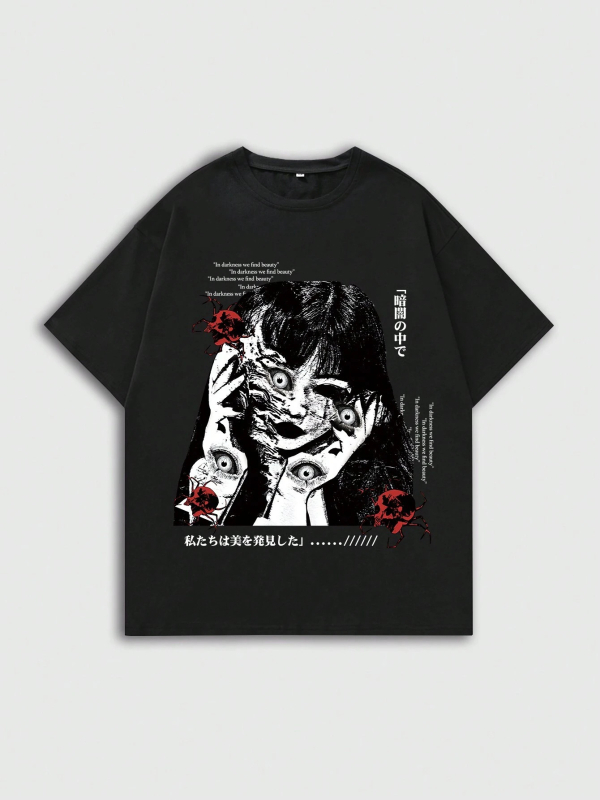 Američki retro T‑shirt, pamuk, otisak s slovima, okrugli izrez, kratki rukav, udoban slobodan kroj