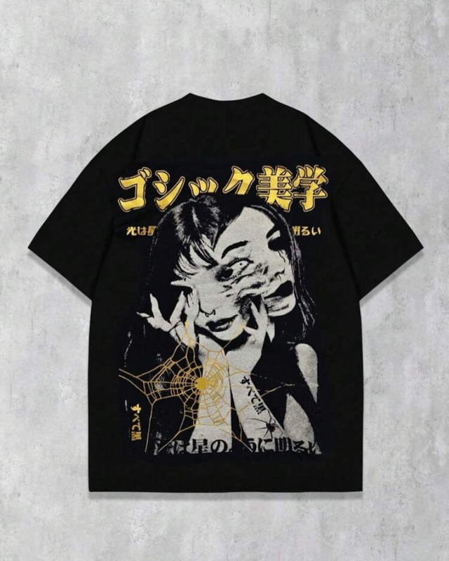 Američki retro T‑shirt, pamuk, otisak s slovima, okrugli izrez, kratki rukav, udoban slobodan kroj
