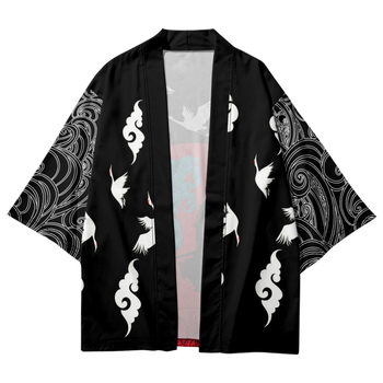 Etno odev: kimono plášť s digitálnou potlačou, 100% polyester, voľnočasové oblečenie pre mužov, všetky ročné obdobia