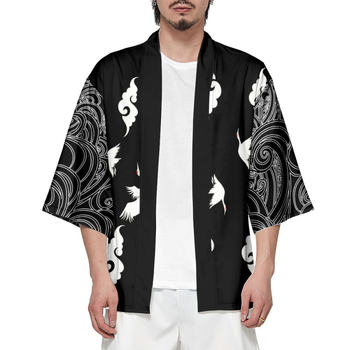 Etno odev: kimono plášť s digitálnou potlačou, 100% polyester, voľnočasové oblečenie pre mužov, všetky ročné obdobia