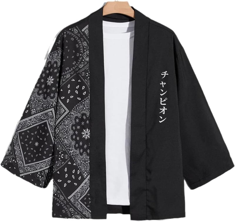 Etno odev: kimono plášť s digitálnou potlačou, 100% polyester, voľnočasové oblečenie pre mužov, všetky ročné obdobia
