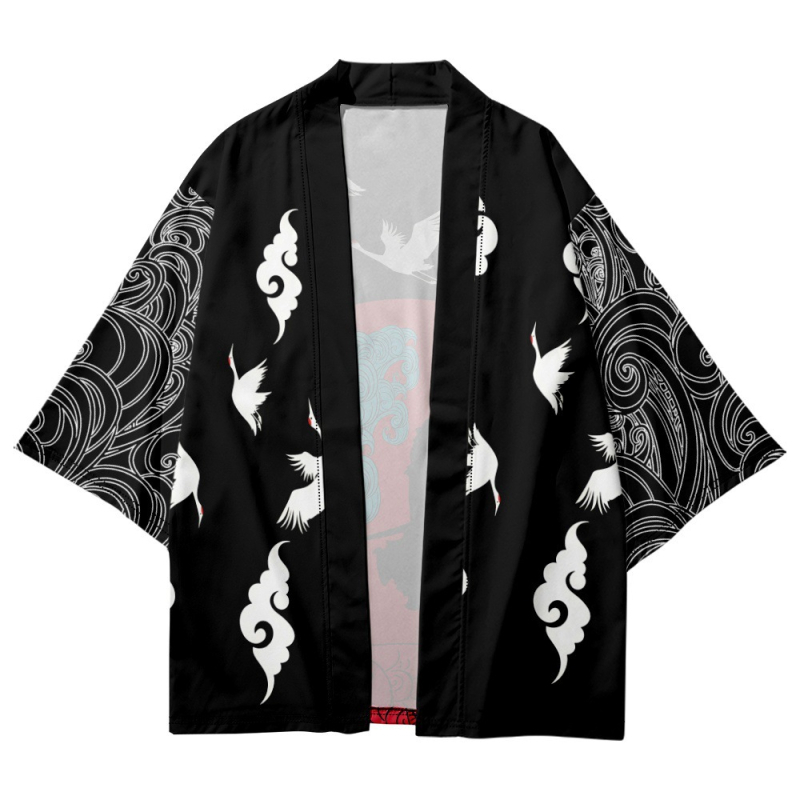 Etno odev: kimono plášť s digitálnou potlačou, 100% polyester, voľnočasové oblečenie pre mužov, všetky ročné obdobia