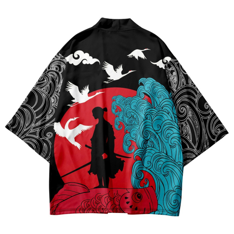 Etno odev: kimono plášť s digitálnou potlačou, 100% polyester, voľnočasové oblečenie pre mužov, všetky ročné obdobia