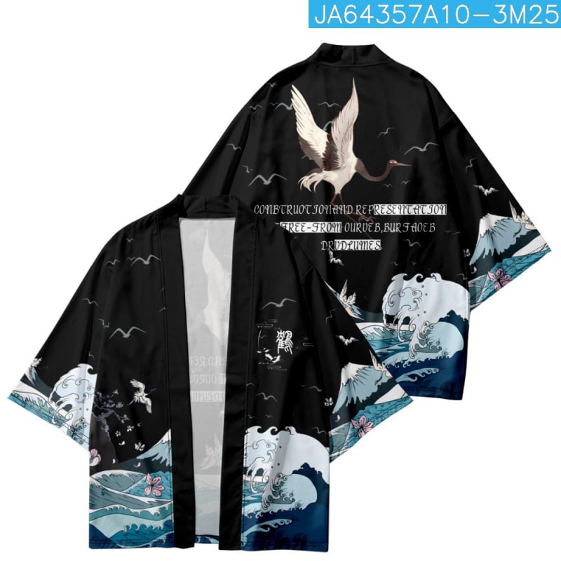 Etno odev: kimono plášť s digitálnou potlačou, 100% polyester, voľnočasové oblečenie pre mužov, všetky ročné obdobia