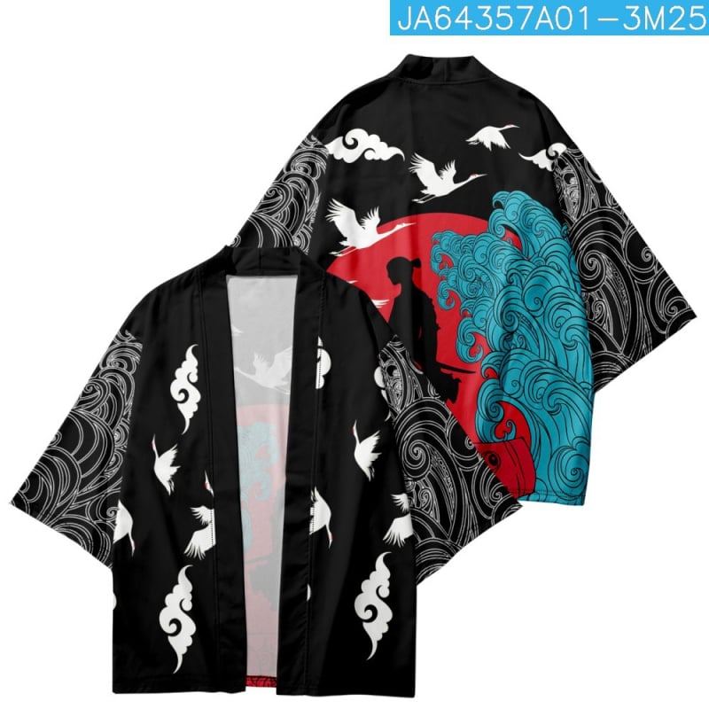 Etno odev: kimono plášť s digitálnou potlačou, 100% polyester, voľnočasové oblečenie pre mužov, všetky ročné obdobia