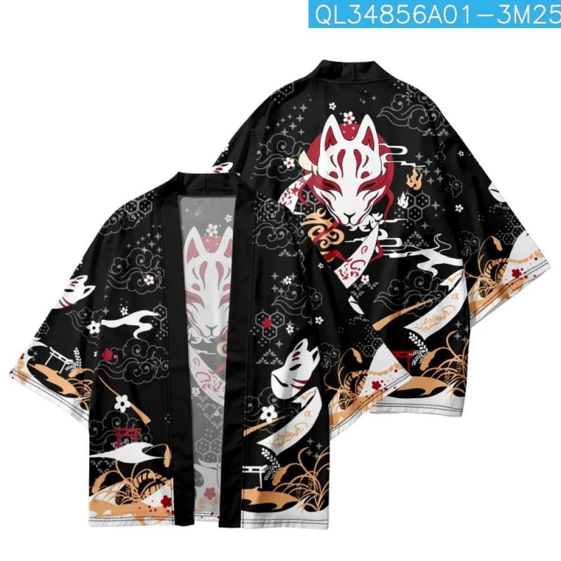 Etno odev: kimono plášť s digitálnou potlačou, 100% polyester, voľnočasové oblečenie pre mužov, všetky ročné obdobia