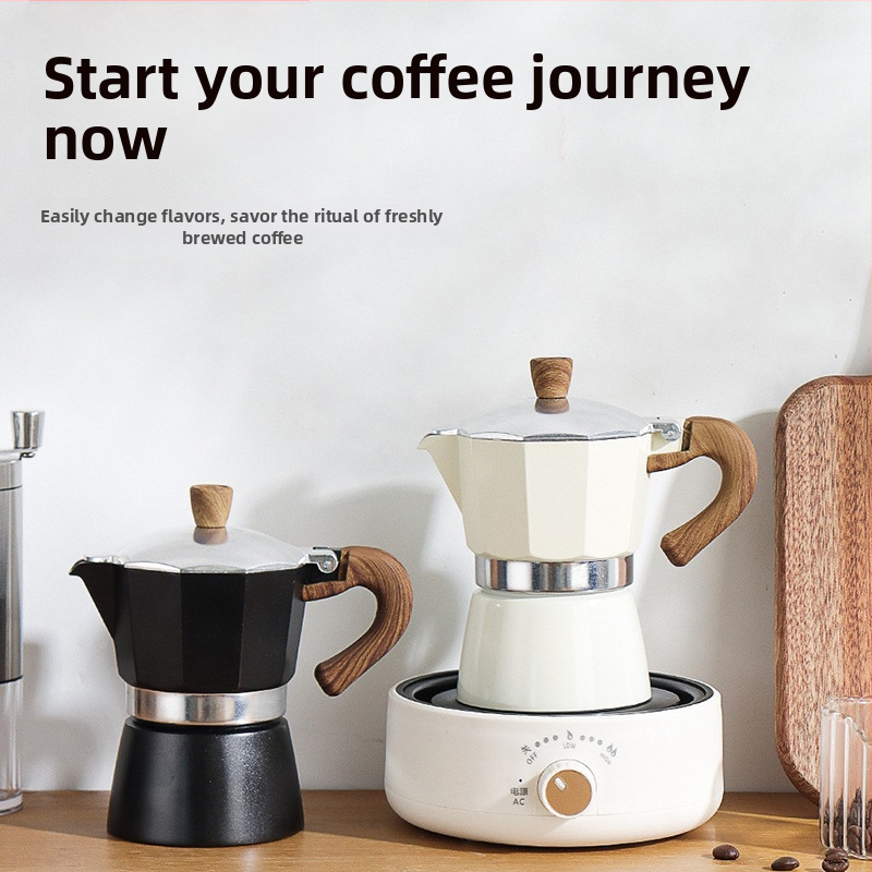 Itālijas moka kanna mājas lietošanai, alumīnija sakausējums, moka pot sērija, kafijas ekstrakcija, logotipa drukāšana pieejama