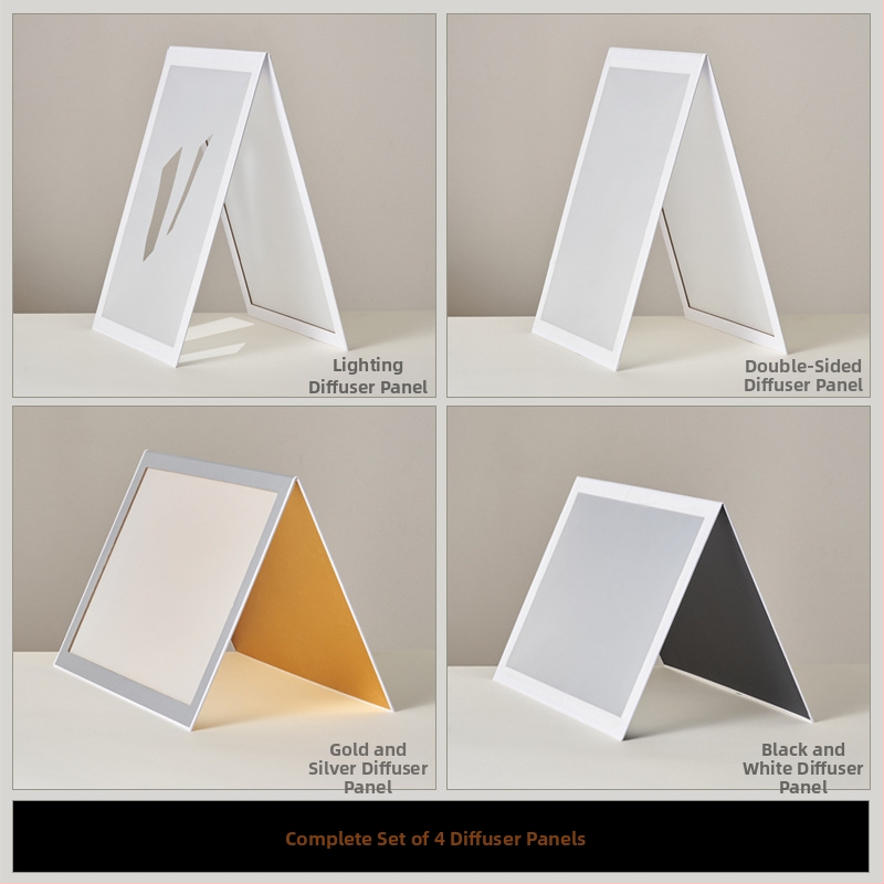 Sulankstoma šviesos difuzijos plokštė papuošalų fotografavimui su atspindinčiu ekranu – studijos rekvizitas