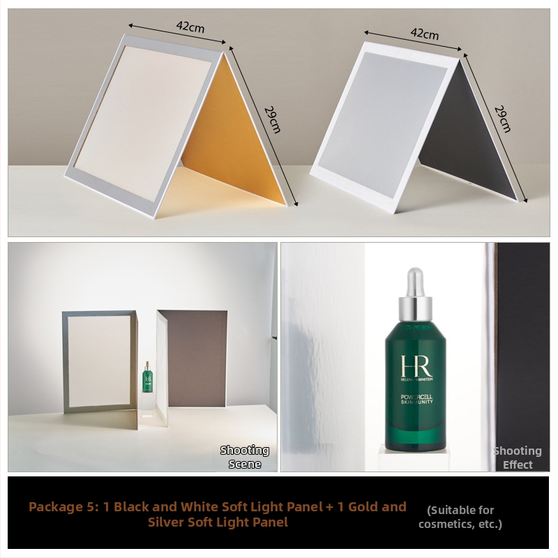 Sulankstoma šviesos difuzijos plokštė papuošalų fotografavimui su atspindinčiu ekranu – studijos rekvizitas