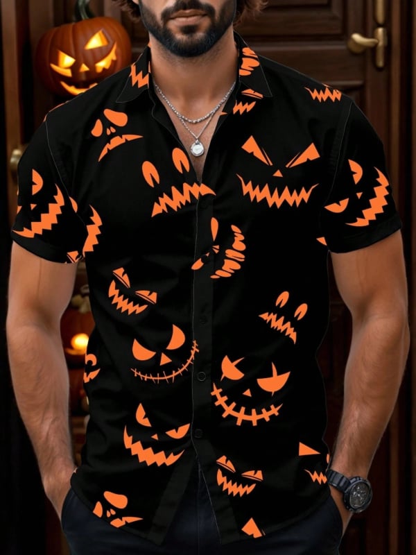 Vyriski marškiniai su lapelių apykakle, gėlių spaudinys, trumpomis rankovėmis, poliesterio 91–95%, laisvas kirpimas