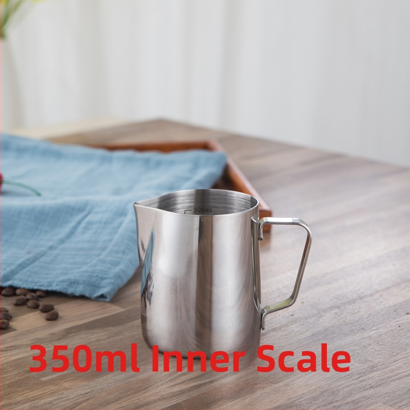 Kanica na latte art so špičatým výtokom, hrubšie telo z 201 nerezovej ocele, s meracou stupnicou