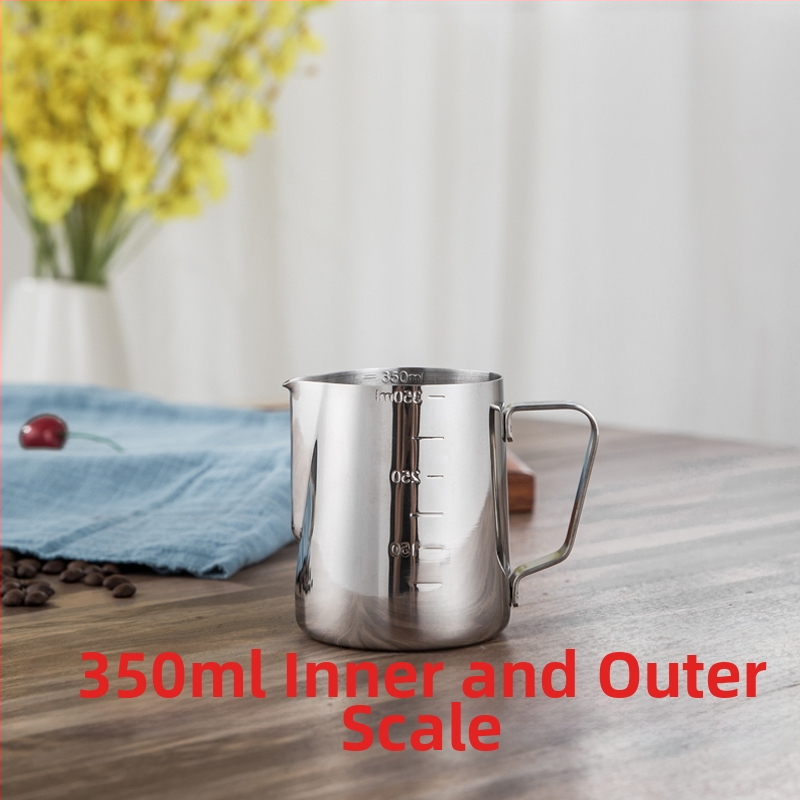 Kanica na latte art so špičatým výtokom, hrubšie telo z 201 nerezovej ocele, s meracou stupnicou