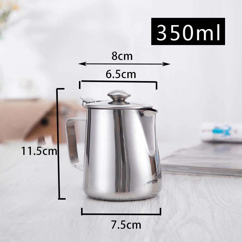 Кана за латте арт с остро носче, дебело тяло, 201 неръждаема стомана и измервателна скала