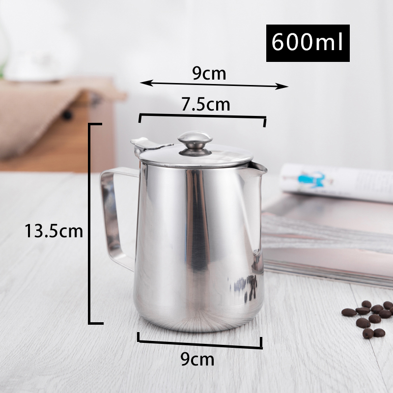 Кана за латте арт с остро носче, дебело тяло, 201 неръждаема стомана и измервателна скала