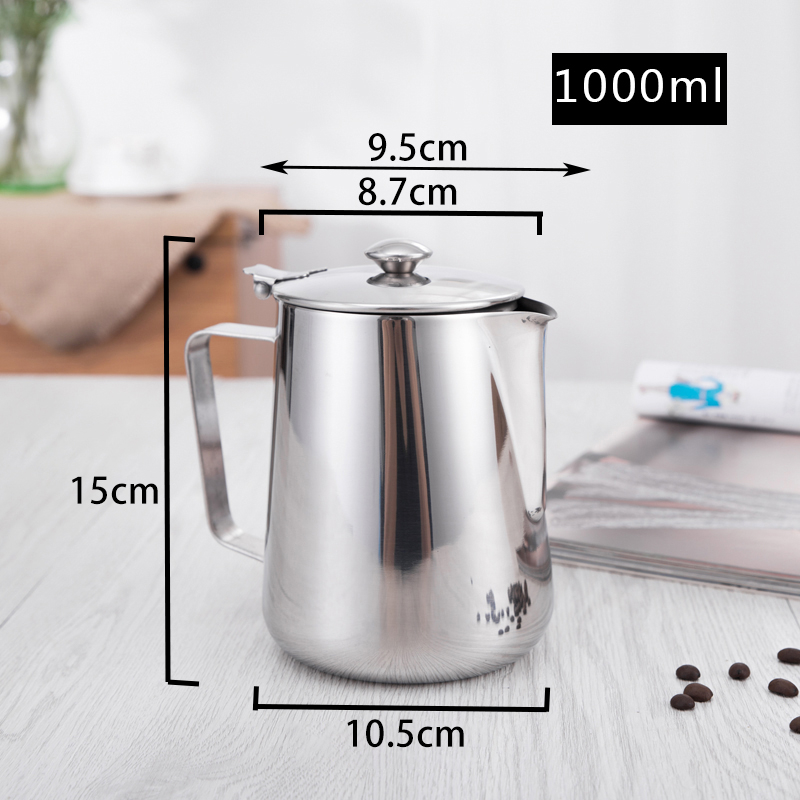 Кана за латте арт с остро носче, дебело тяло, 201 неръждаема стомана и измервателна скала