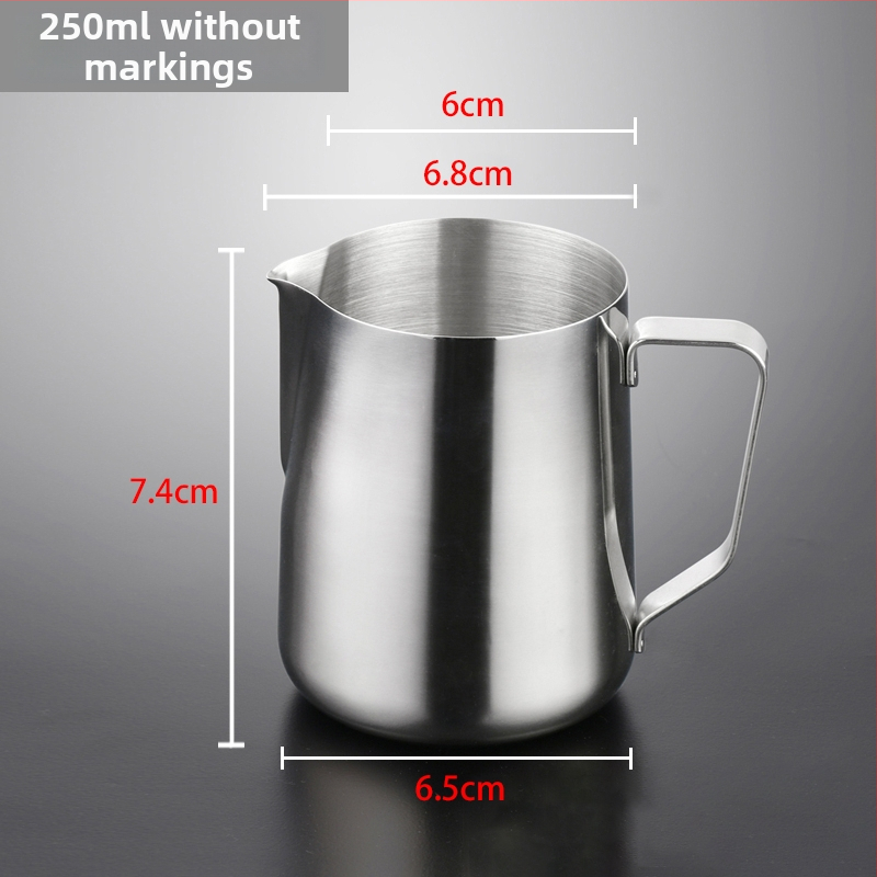 Kanica na latte art so špičatým výtokom, hrubšie telo z 201 nerezovej ocele, s meracou stupnicou