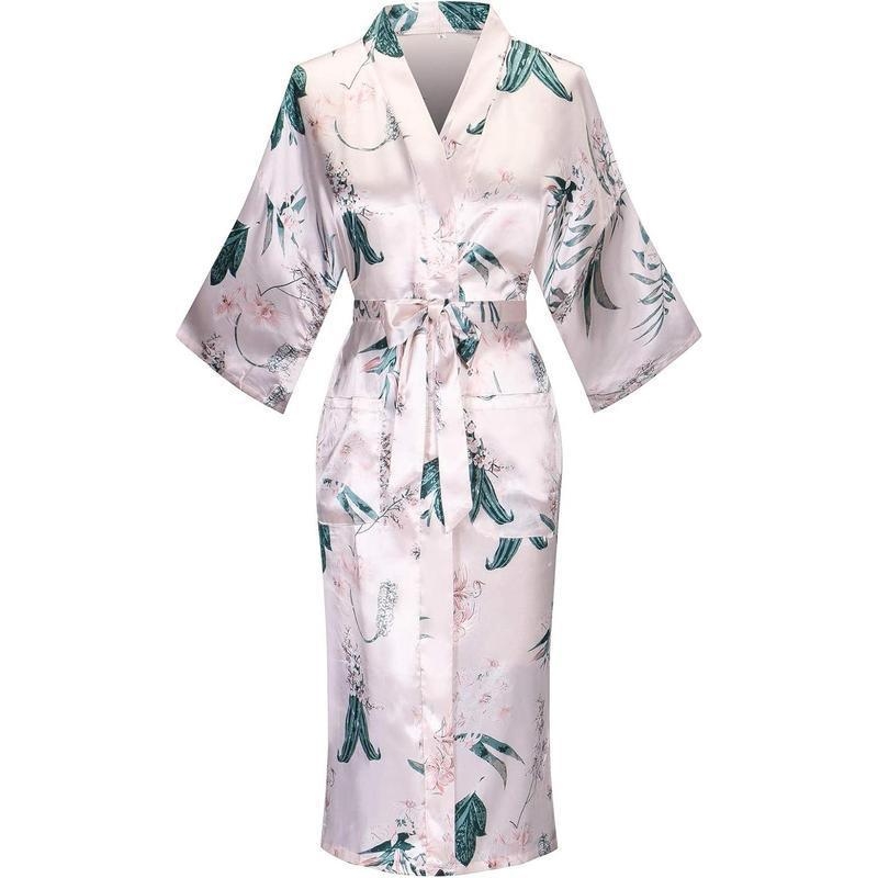 Дамска дълга рокля с флоративен принт от Half-side Velvet, луксозен стил, ултра тънък плат, висока яка