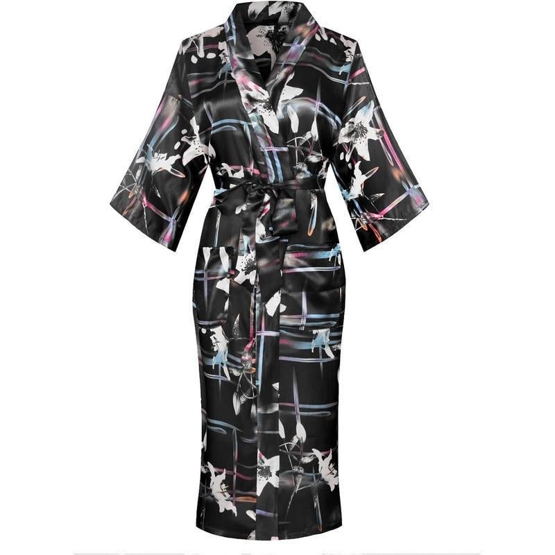 Дамска дълга рокля с флоративен принт от Half-side Velvet, луксозен стил, ултра тънък плат, висока яка