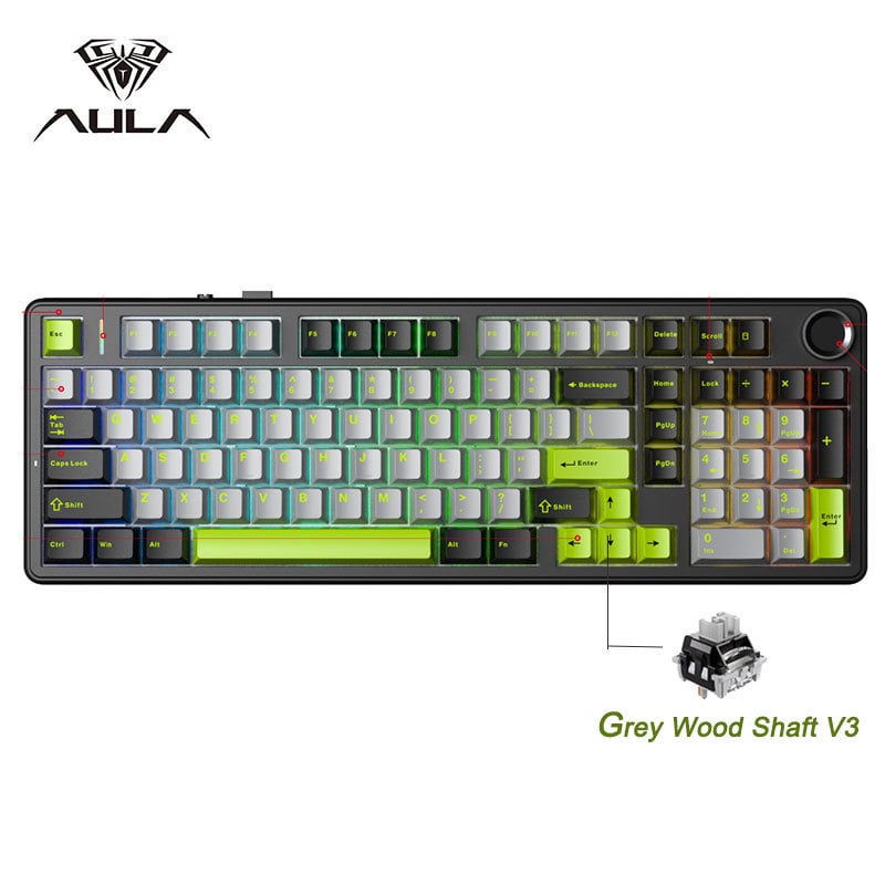 Aula Tarantula F99/F99Pro механична клавиатура – безжична Bluetooth три режима, RGB подсветка, ABS корпус, до 3 устройства едновременно