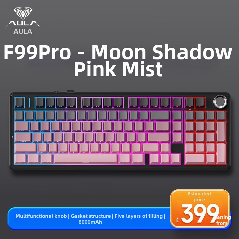 Aula Tarantula F99/F99Pro mechanická klávesnica – bezdrôtový Bluetooth, tri režimy, RGB podsvietenie, ABS telo, až 3 zariadenia súčasne