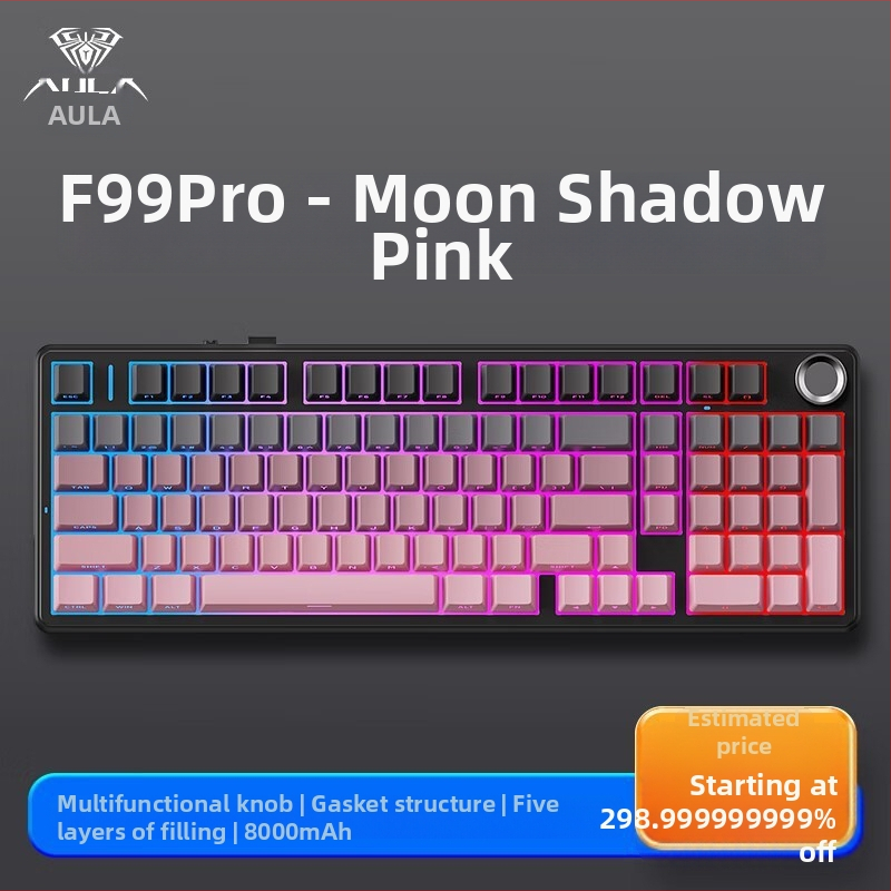 Aula Tarantula F99/F99Pro mechanická klávesnica – bezdrôtový Bluetooth, tri režimy, RGB podsvietenie, ABS telo, až 3 zariadenia súčasne