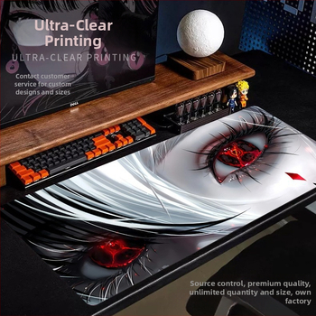 Spēļu galda paliktnis ar anime acs dizainu, anti-slip gumijas un auduma materiāls, rokas atbalsts, termotransferā druka, pielāgota druka