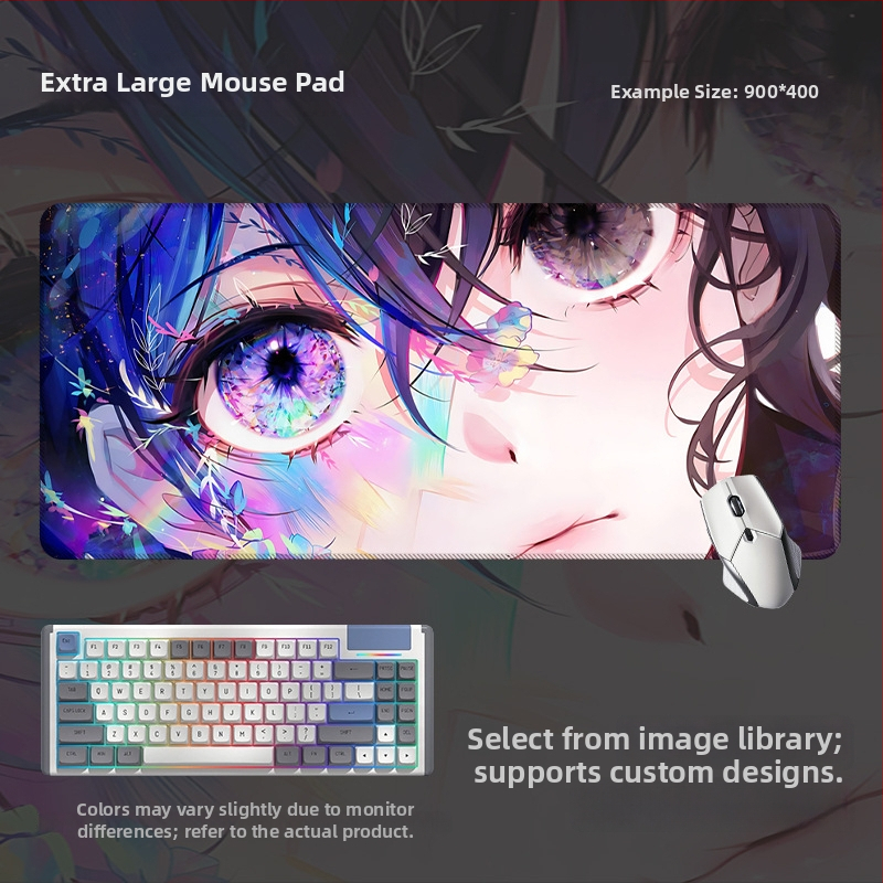 Spēļu galda paliktnis ar anime acs dizainu, anti-slip gumijas un auduma materiāls, rokas atbalsts, termotransferā druka, pielāgota druka