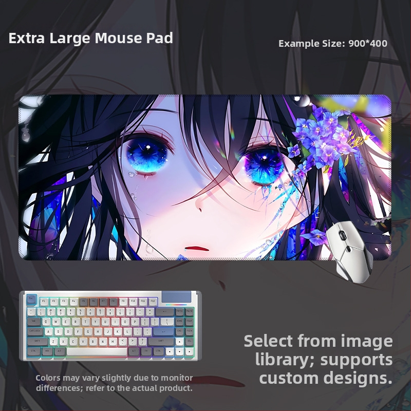 Spēļu galda paliktnis ar anime acs dizainu, anti-slip gumijas un auduma materiāls, rokas atbalsts, termotransferā druka, pielāgota druka