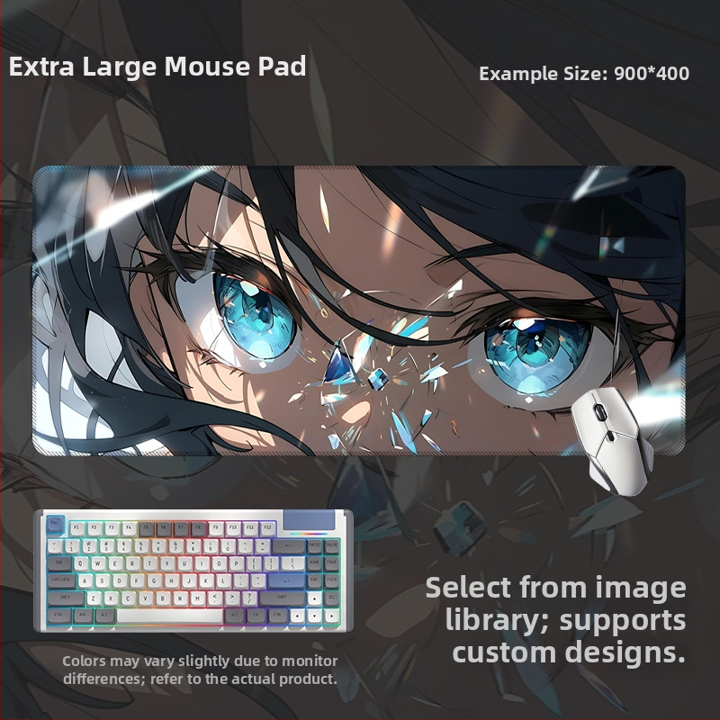 Spēļu galda paliktnis ar anime acs dizainu, anti-slip gumijas un auduma materiāls, rokas atbalsts, termotransferā druka, pielāgota druka