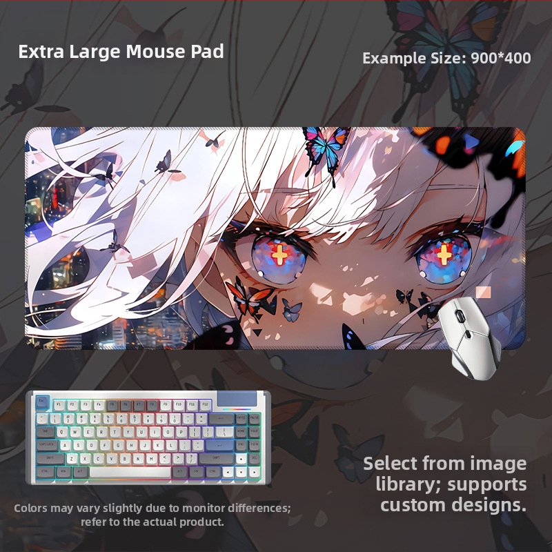 Spēļu galda paliktnis ar anime acs dizainu, anti-slip gumijas un auduma materiāls, rokas atbalsts, termotransferā druka, pielāgota druka