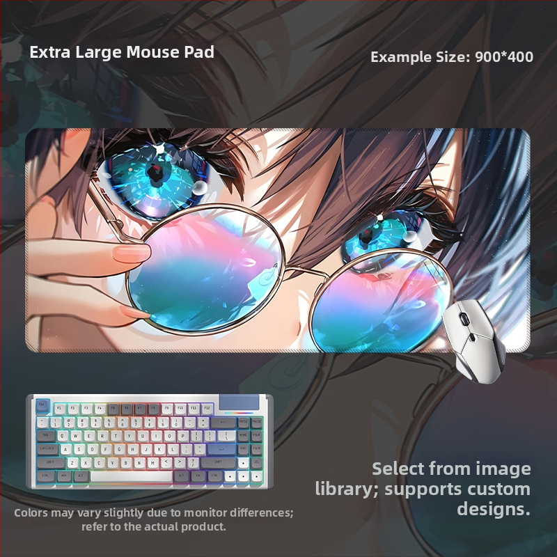 Spēļu galda paliktnis ar anime acs dizainu, anti-slip gumijas un auduma materiāls, rokas atbalsts, termotransferā druka, pielāgota druka