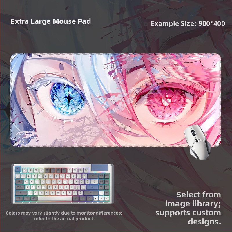 Spēļu galda paliktnis ar anime acs dizainu, anti-slip gumijas un auduma materiāls, rokas atbalsts, termotransferā druka, pielāgota druka