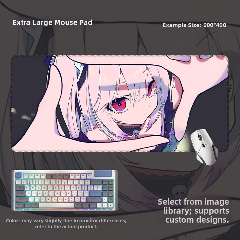 Spēļu galda paliktnis ar anime acs dizainu, anti-slip gumijas un auduma materiāls, rokas atbalsts, termotransferā druka, pielāgota druka