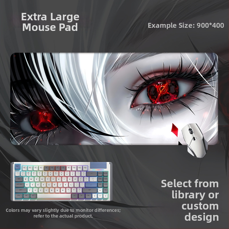 Spēļu galda paliktnis ar anime acs dizainu, anti-slip gumijas un auduma materiāls, rokas atbalsts, termotransferā druka, pielāgota druka