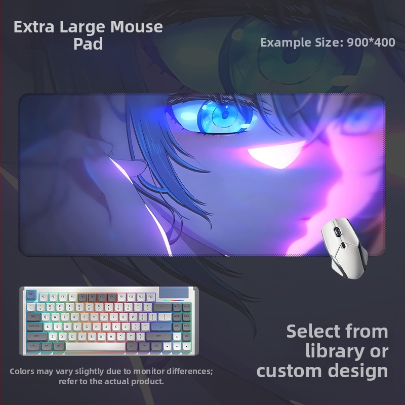 Spēļu galda paliktnis ar anime acs dizainu, anti-slip gumijas un auduma materiāls, rokas atbalsts, termotransferā druka, pielāgota druka