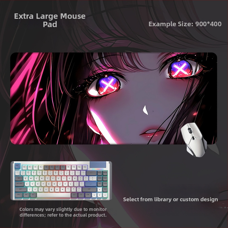 Spēļu galda paliktnis ar anime acs dizainu, anti-slip gumijas un auduma materiāls, rokas atbalsts, termotransferā druka, pielāgota druka