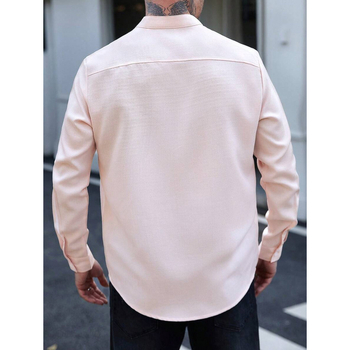 Vyriniai lininiai Slim Fit marškiniai su plačiai išskleistu apykakle, ¾ rankovės, spalvų blokų raštas, lino sudėtis 51–70%