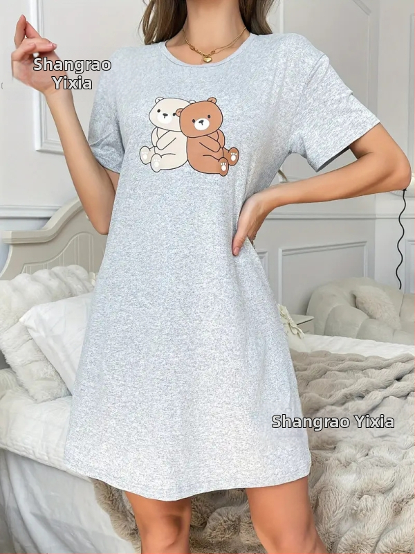 Jednodielne luxusné pyžamové šaty s kruhovým výstrihom, midi dĺžka, 100% polyester.